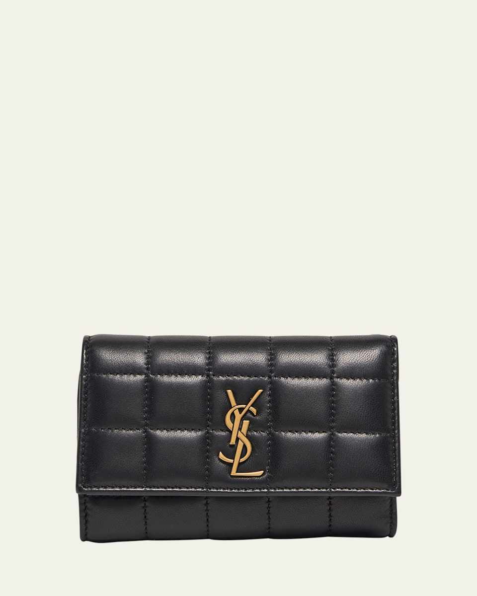 YSL Slim Trifold Wallet in Quilted Leather